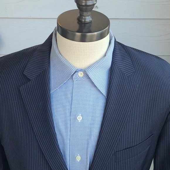 HUGO BOSS Grand Central US Black Striped Virgin Wool 40 R Mens Suit Jacket Pants - Picture 4 of 11